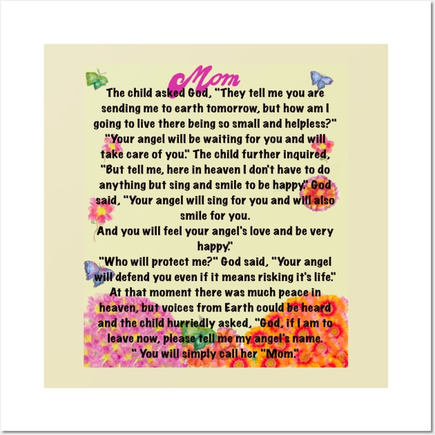 The best Mother’s Day gifts 2022, You will simply call her mom Beautiful poem about motherhood yellow background Wall Art by Artonmytee